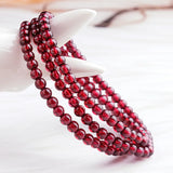 Natural High Wine Red Garnet Stretch Bracelet 3-6mm 3 Laps