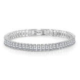 D Pass Diamond Tester Emerald Cut Plated 925 Silver Moissanite Bracelet