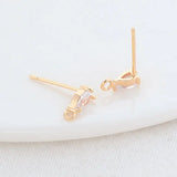Zircon Drop Stud Earrings Pins 14K Plated Brass DIY Jewelry Findings