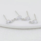 Zircon Drop Stud Earrings Pins 14K Plated Brass DIY Jewelry Findings
