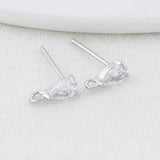 Zircon Drop Stud Earrings Pins 14K Plated Brass DIY Jewelry Findings