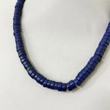 Lapis Heishi Necklace, Silver Natural Stone Gem Choker Collar