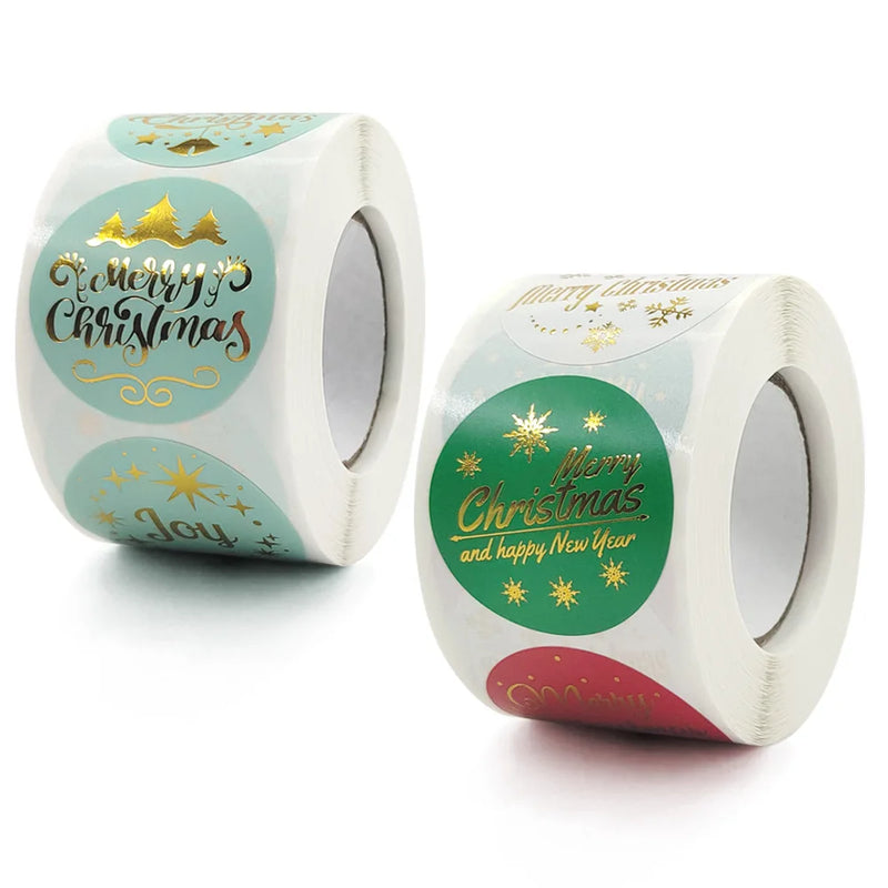 1.5in Christmas Happy Year Stickers for Gift Packaging