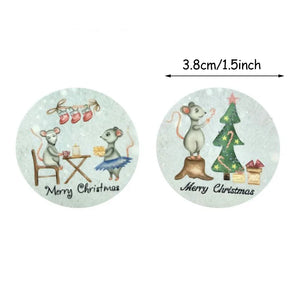 1.5inch Mouse Pattern Xmas Stickers Sealing Label For Bakery Packaging
