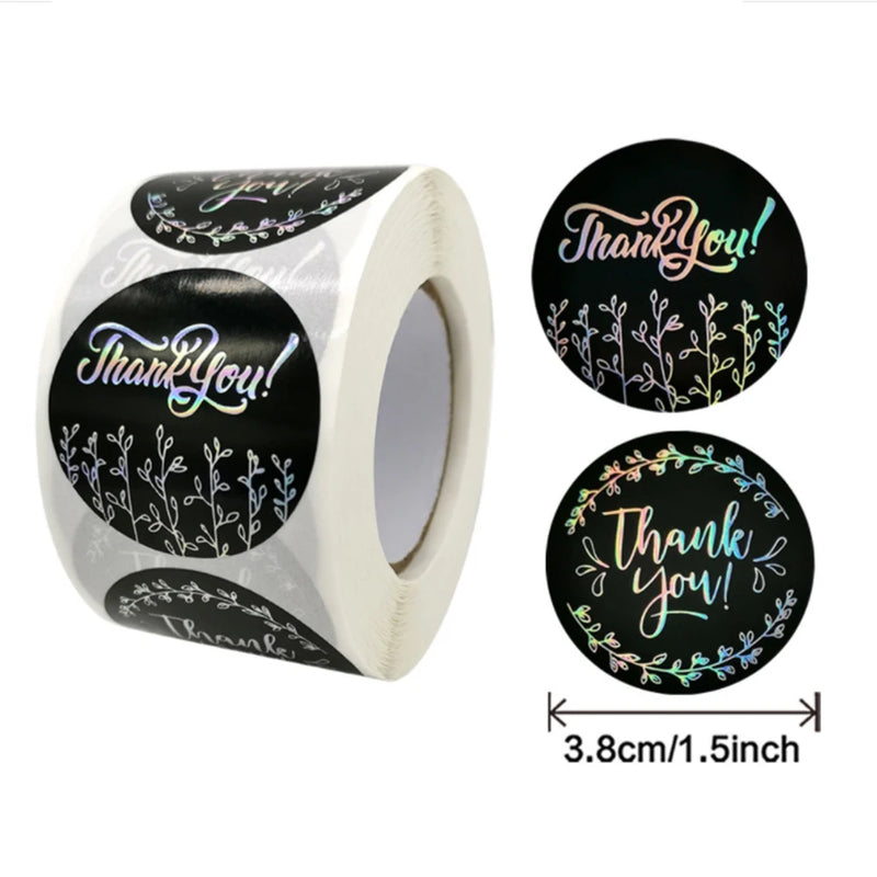 3.8cm Laser Thank You Roll Stickers for Gift Party Decorations