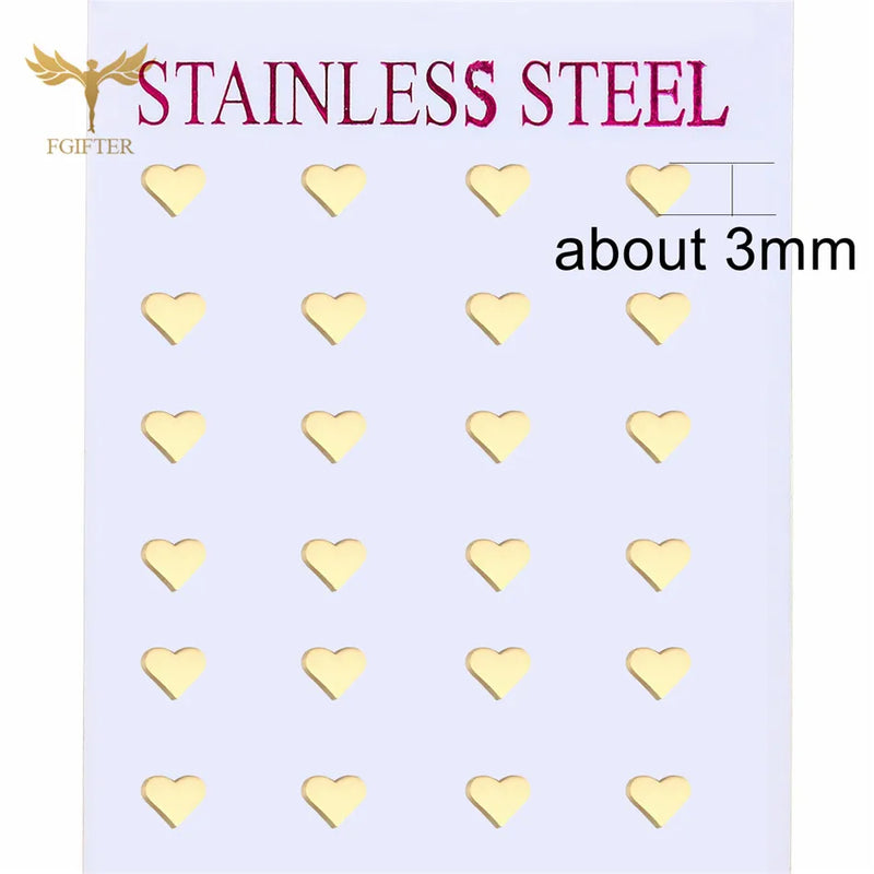 Heart Earrings Golden Stainless Steel Jewelry Ear Piercing Studs