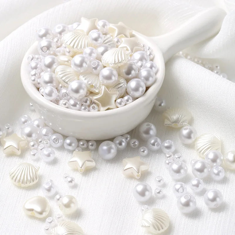 3-8mm Mixed Round Straight Hole Pearl ABS DIY Clothing Accessories