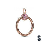 925 Sterling Silver O Pendant Necklace Rose Small O Charm Women