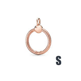 925 Sterling Silver O Pendant Necklace Rose Small O Charm Women