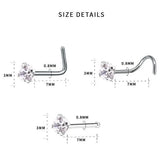 3/9pc CZ Crystal Nose Studs Nose Ring Set Stainless Steel Nostril Piercing