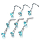 3/9pc CZ Crystal Nose Studs Nose Ring Set Stainless Steel Nostril Piercing