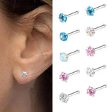 3/9pc CZ Crystal Nose Studs Nose Ring Set Stainless Steel Nostril Piercing