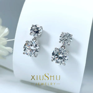 3-Carat 925 Sterling Silver Diamond Earrings High Carbon Diamond