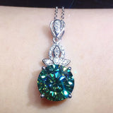 3 Carats Green Crystal Zircon Diamonds Pendant Necklace for Women