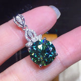 3 Carats Green Crystal Zircon Diamonds Pendant Necklace for Women