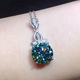 3 Carats Green Crystal Zircon Diamonds Pendant Necklace for Women