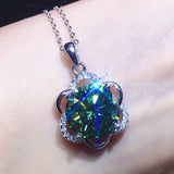 3 Carats Crystal Zircon Diamonds Flower Pendant Necklace