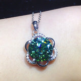 3 Carats Crystal Zircon Diamonds Flower Pendant Necklace