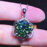 3 Carats Crystal Zircon Diamonds Flower Pendant Necklace
