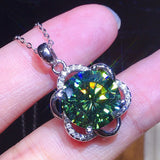 3 Carats Crystal Zircon Diamonds Flower Pendant Necklace