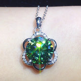 3 Carats Crystal Zircon Diamonds Flower Pendant Necklace
