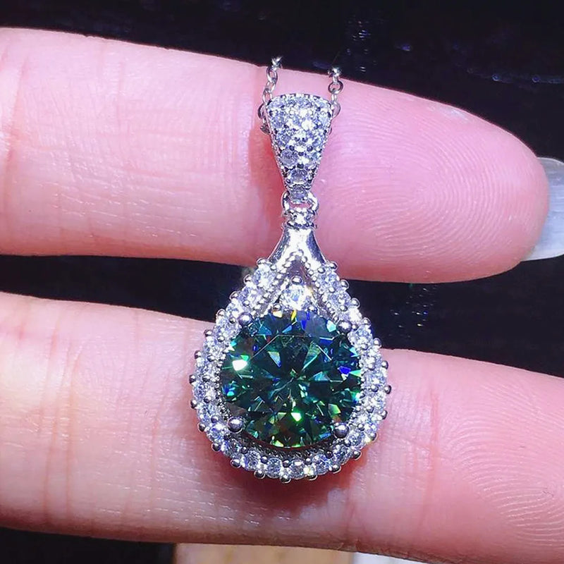 3 Carats Zircon Diamonds Pendant Necklace PT950 Choker Chain Jewelry