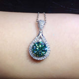 3 Carats Zircon Diamonds Pendant Necklace PT950 Choker Chain Jewelry