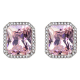 3 Carats Square Yellow Citrine Diamond Stud Earrings Silver Jewelry
