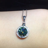 3 Carats Round Crystal Zircon Diamonds Pendant Necklace for Women