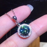 3 Carats Round Crystal Zircon Diamonds Pendant Necklace for Women