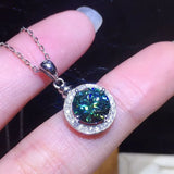 3 Carats Round Crystal Zircon Diamonds Pendant Necklace for Women