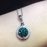3 Carats Round Crystal Zircon Diamonds Pendant Necklace for Women