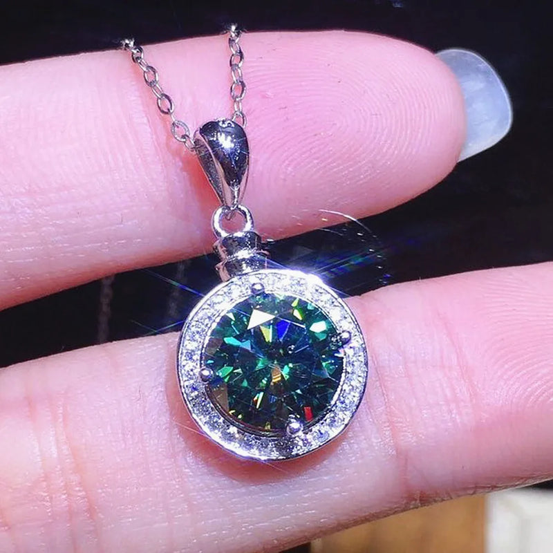 3 Carats Round Crystal Zircon Diamonds Pendant Necklace for Women