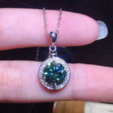 3 Carats Round Crystal Zircon Diamonds Pendant Necklace for Women
