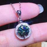 3 Carats Round Crystal Zircon Diamonds Pendant Necklace for Women