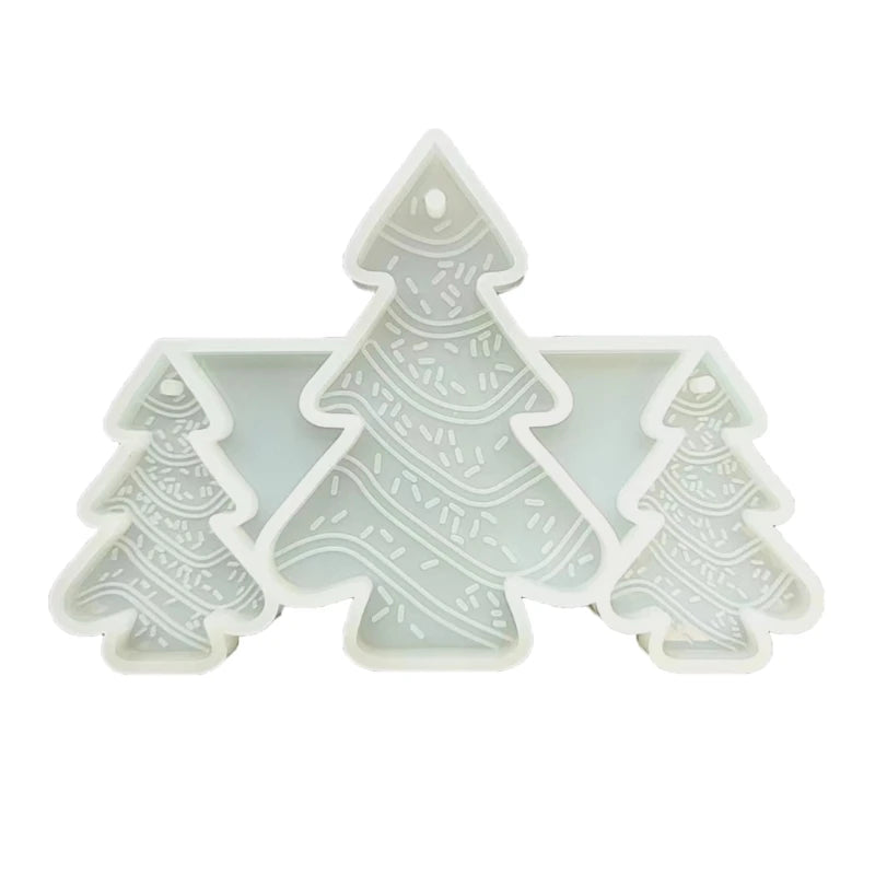 3-Cavity Christmas Tree Keychain Silicone Mold for Epoxy Resin Crafting