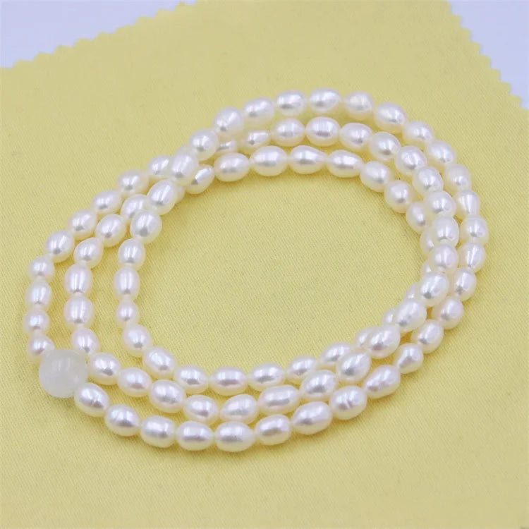 Natural Stone Aquamarine Green Quartz Pearl Bracelet