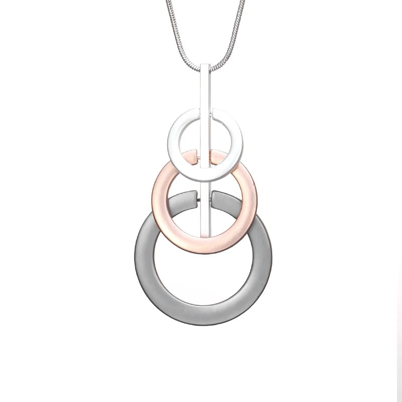 3 Circles Pendant Necklace Mix Colour Long Sweater Chain Maxi Necklaces