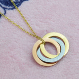 3 Circles Pendant Stainless Steel Necklace Women Sweater Chain
