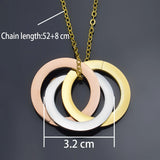 3 Circles Pendant Stainless Steel Necklace Women Sweater Chain