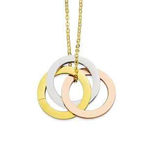3 Circles Pendant Stainless Steel Necklace Women Sweater Chain