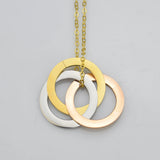 3 Circles Pendant Stainless Steel Necklace Women Sweater Chain