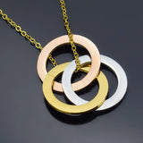 3 Circles Pendant Stainless Steel Necklace Women Sweater Chain