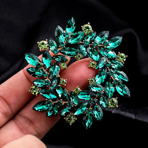 Crystal Wreath Flower Brooch Costume Jewelry Fine Gift