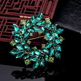 Crystal Wreath Flower Brooch - Costume Jewelry for Women