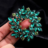 Crystal Wreath Flower Brooch - Costume Jewelry for Women