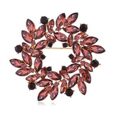 Crystal Wreath Flower Brooch - Costume Jewelry for Women