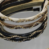 Leather Texture Rhinestone Chain Headband Hair Accessory
