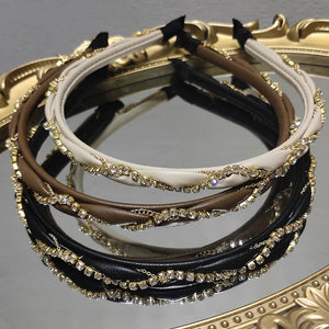 Leather Texture Rhinestone Chain Headband Hair Accessory