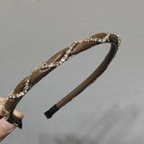 Leather Texture Rhinestone Chain Headband Hair Accessory